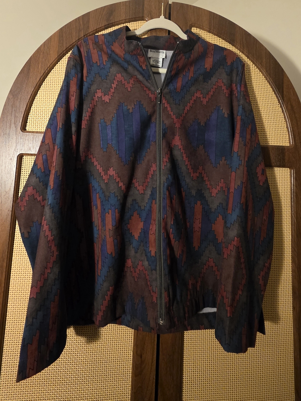 Southwestern Geometric Print Zip Front Jacket